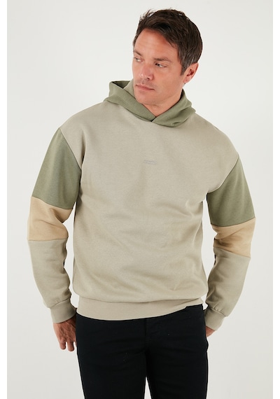 Buratti Pamuklu Relaxed Fit Kapüşonlu Içi Tüylü Yumuşak Şardonlu Erkek Sweat 5905299 Taş
