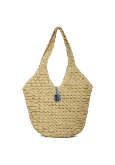 Bagmori Oval Kova Hasır Tote Çanta Krem