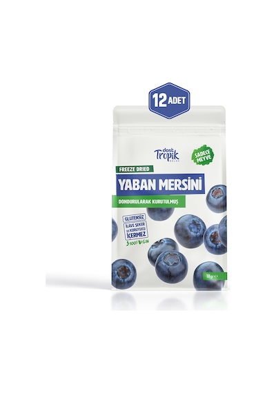 Dondurularak Kurutulmuş Yaban Mersini 18 G Freeze Dried Meyve Cipsi Çıtır Meyve Kurusu 12 Adet