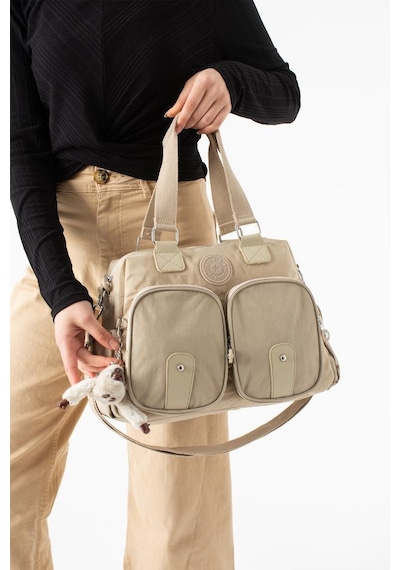 Baginn Klinkır Kadın Omuz Çantası Çok Cepli Hafif Su İtici Kumaş Çapraz Askılı Kol Çantası 32 26 Cm Krem