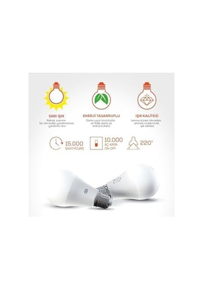 10'lu Led Ampul 5w Sarı Işık E27 3000k 220-240v