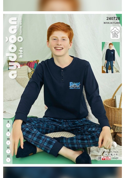 Aydoğan Erkek Garson Bora İnterlok Lacivert Pijama Takım 0728 Lacivert