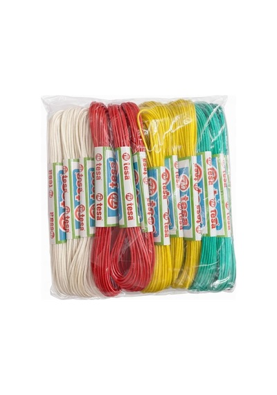 Pvc Kaplı Polyester Çamaşır İpi, Beyaz, Kırmızı, Sarı, Yeşil, 2'li Paket 10mt Çok Renkli