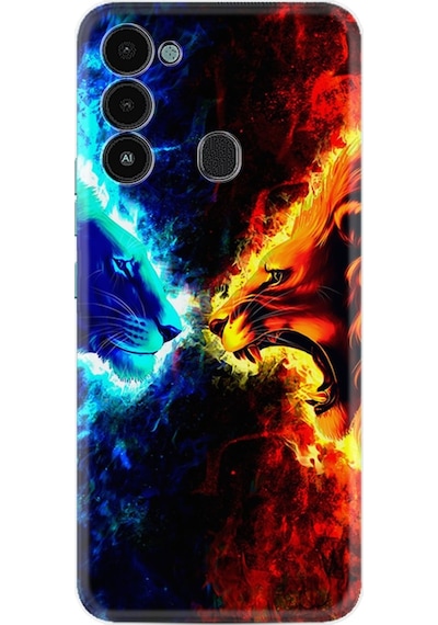Tecno Spark 8C Kilif Silikon Desen Red Blue Leon 1714 550456409