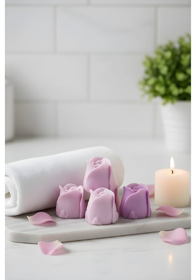 Kokulu Süs Sabun - Gül 8 Adet Kutu 13cm 10cm - Gül 5cm Beyaz sabun