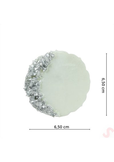 Epoksi Taşlı Magnet, 6,50 Cm - Gümüş - 1 Adet Gümüş
