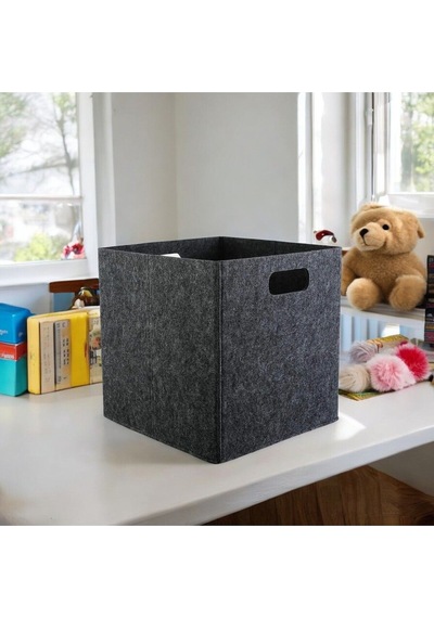 Çok Amaçlı Keçe Kutu 3 Adet Organizer Dolap İçi Düzenleyici Organizer 3mm Keçe 32x32x32 Cm Antrasit