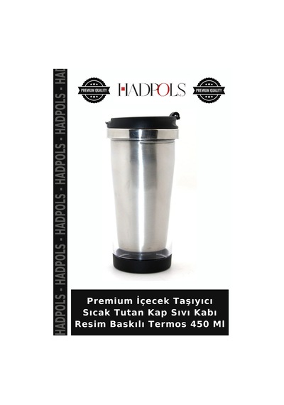 Premium İçecek Taşıyıcı Sıcak Tutan Kap Sıvı Kabı Resim Baskılı Termos 450 Ml Çok Renkli