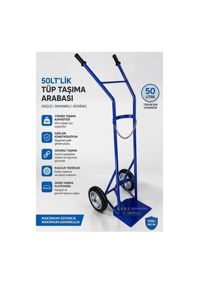 Tüp Taşıma Arabası Tekli 50lt Bant Marketim