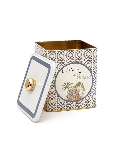 Forrest Grey Love Desenli Kare Metal Saklama Kabı 12 x 12 x 13.7 CM 1.8 L Çok Renkli