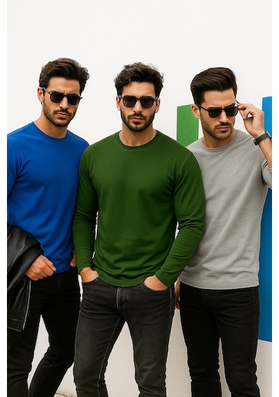 Rich Erkek Mavi-haki-grimelanj 3'lü Paket Basic Uzun Kollu Body Mavi-haki-grimelanj