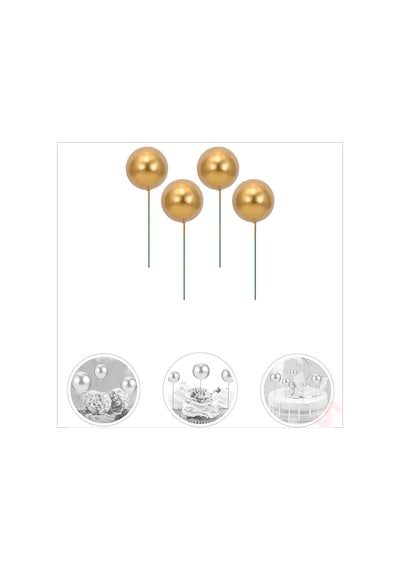 Çubuklu Süsleme Topu, 4cm X 4 Adet - Altın