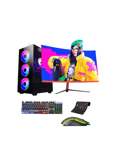 Ramtech RG187 R5-5500 16 GB 1 TB+ 256 GB SSD 8 GB RTX3050 23.6" Curved Dos Masaüstü Oyuncu Bilgisayarı