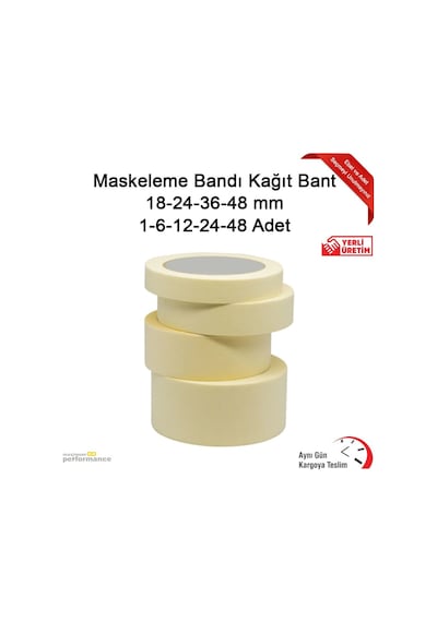 Maskeleme Bandı Kağıt Bant 18-24-36-48 Mm 1-6-12-24-48 Adet