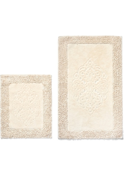 Tiffany 2'li Pamuklu Klozet Takımı, Vizon Banyo Paspas Seti 60 x 100 / 50 x 60 CM Vizon