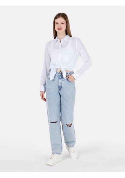 Colin's Colins Regular Fit Shirt Yaka Desenli Mavi Kadın Uzun Kol Gömlek Cl1068907 Q1.v1 Lbl Açık Mavi Colin's Colins Regular Fit Shirt Yaka Desenli Mavi Kadın Uzun Kol Gömlek Cl1068907 Q1.v1 Lbl Açık Mavi