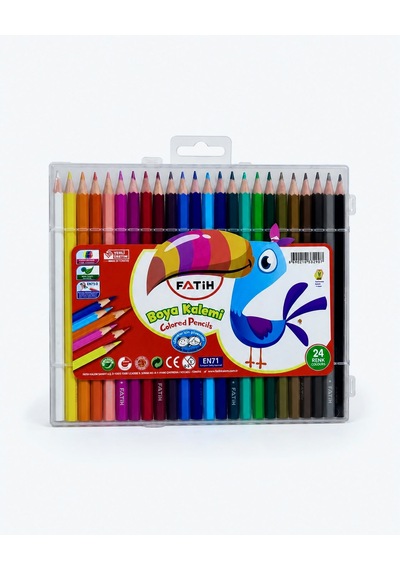 Fatih 24 Renk Kuru Boya Kalemi Plastik Kutulu Canlı Renkler Çok Renkli