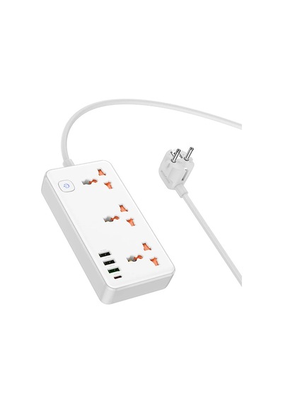 Hoco Ac8a 2500w 3 Priz + 3 Usb + 30w Type-c Multifonksiyonel Priz Çoğaltıcı Şarj Aleti- 5775