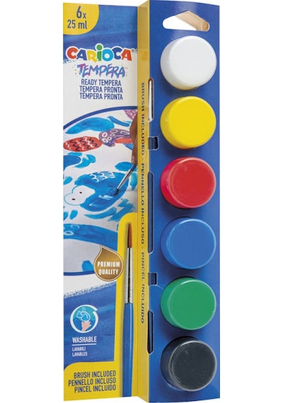 Carioca Tempera Suluboya Süper Yıkanabilir Fırçalı 25 Ml 6 Renk 40433 Çok Renkli