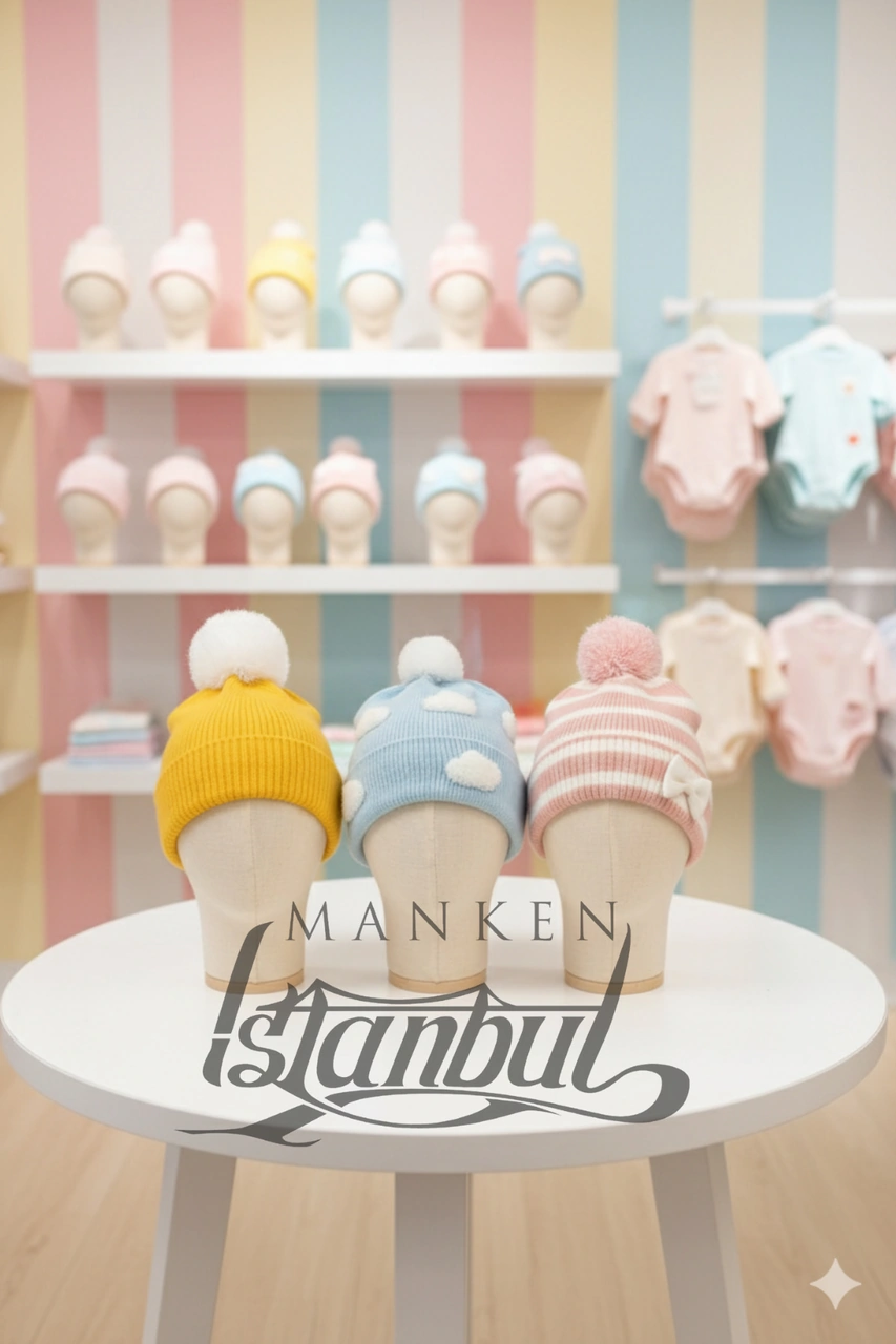 Bebek Kafa Mankeni Şapka Bere Sergileme Mankeni 0-6 Ay 6-12 Ay Bebek Mağaza  Standı