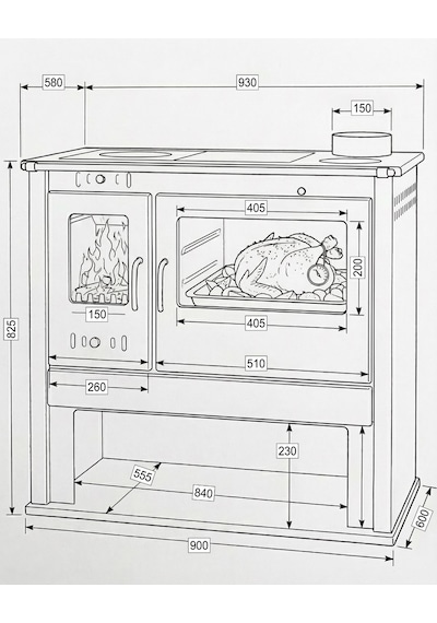 Goldfire Nova 11,5kw Odunluk Ve Fırınlı Çelik Kuzine Soba