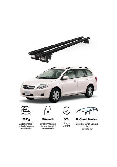 Venüs Toyota Corolla Fielder 2006-2013 Uyumlu Siyah Ara Atkı Port Bagaj Tavan Barı