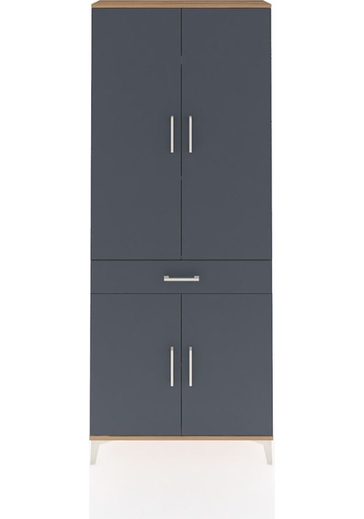 Arges Dolap 4 Raflı Tek Çekmeceli 4 Kapaklı 88x30x221 Çam-antrasit Atlas Çam