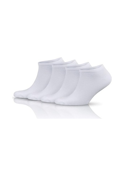 Ozzy Socks 4 Çift Ekonomik Pamuklu Beyaz Kadın Patik Beyaz - Siyah