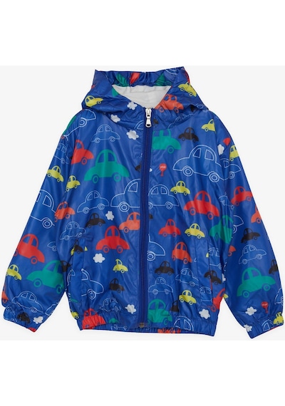 Breeze Girls & Boys Erkek Çocuk Yağmurluk Renkli Arabalar Desenli 1-5 Yaş, Saks Mavisi-saks Mavisi Saks Mavi