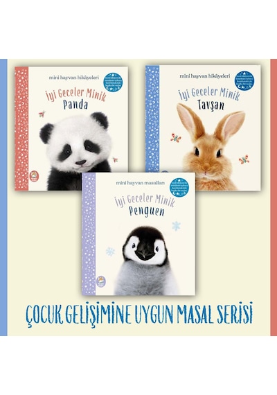 Mini Hayvan Masalları - 3 Adet Resimli Masal Kitabı / 2 yaş + -