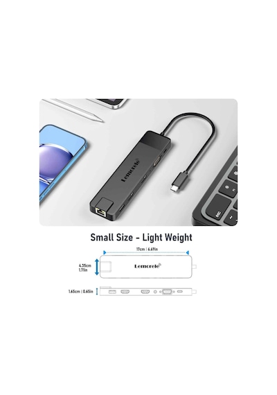 Lemorele Tc100 13 İn 1 Usb Type-c Dock Çoklayıcı, Audio Ses 2x 4k Hdmı 1x Vga, Gigabit Ethernet Usb Çoğaltıcı