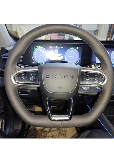 Dikişli Direksiyon Kılıfı Siyah Deri Siyah Dikişli Chery Tiggo 7 Pro İçin Renkli