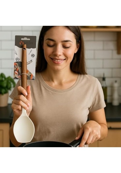 Akasya Saplı Kaşık, Yanmaz, Dayanıklı, Çizilmez Ve Kullanışlı Mutfak Kaşığı