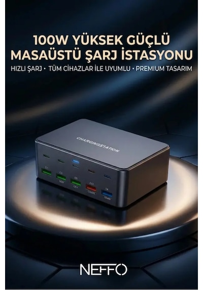 Gan3 Akıllı Çoklu Şarj İstasyonu 10 Port Usb-c + Usb-a Hızlı Şarj Adaptörü Şarj Aleti