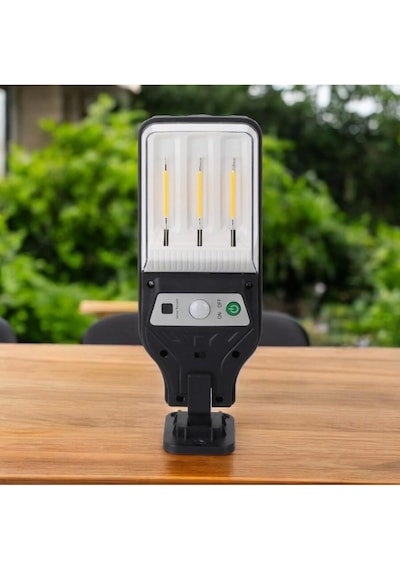 Panther Pt-2980 Solar Duvar Lambası, 3 Cob Led, Hareket Sensörü, Uzaktan Kumanda, Siyah Diğer