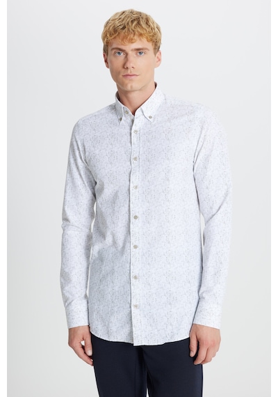 AC&Co / Altınyıldız Classics Erkek Beyaz Hakı Pamuklu Slim Fit Dar Kesim Düğmeli Yaka Baskılı Gömlek Beyaz Hakı AC&Co / Altınyıldız Classics Erkek Beyaz Hakı Pamuklu Slim Fit Dar Kesim Düğmeli Yaka Baskılı Gömlek Beyaz Hakı