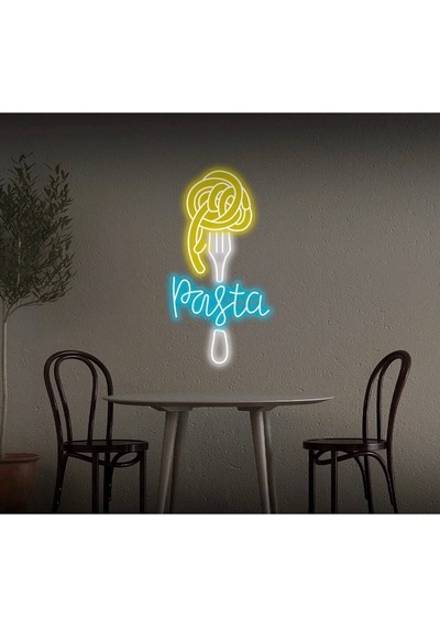 Pasta Yazılı Ve Şekilli Neon Tabela Turkuaz