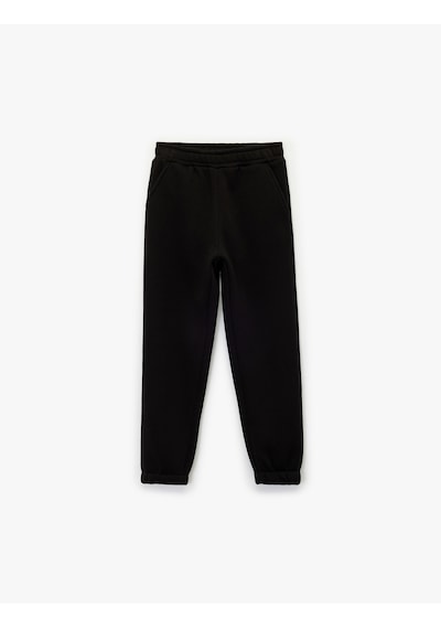 Koton Şardonlu Beli Lastikli Baskılı Basic Jogger Eşofman Altı Siyah 6wkg40044ak Siyah