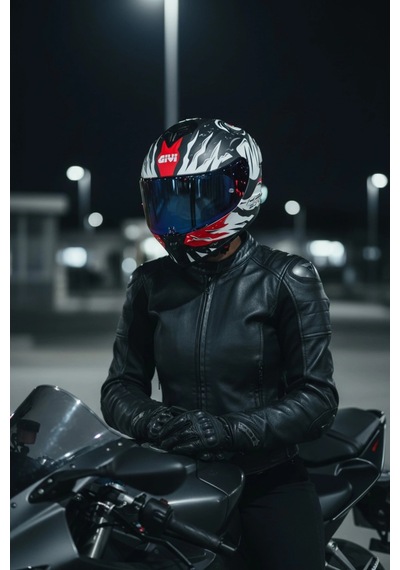 Gıvı 50.x Sharkbıte Mat Beyaz  1 Renkli 1 Şeffaf Vizörlü Motosiklet Kask Lacivert Vizör + Şeffaf