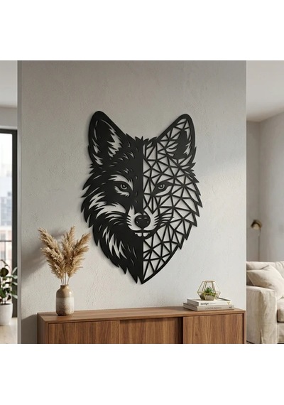 Geometrik Kurt Duvar Tablosu Mdf Lazer Kesim Modern Duvar Süsü Minimal Hayvan Figürlü Dekor
