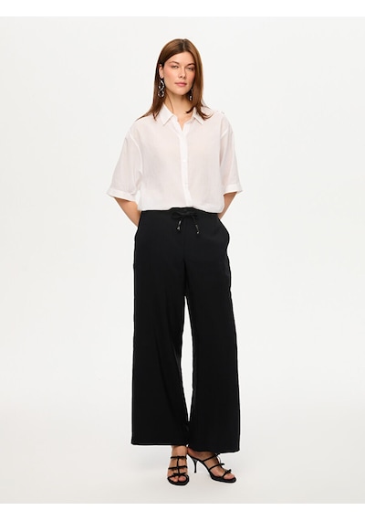 Wide Leg Fit Modallı Beli Lastikli Pantolon S26pnt029 Us26pnt02910 Siyah