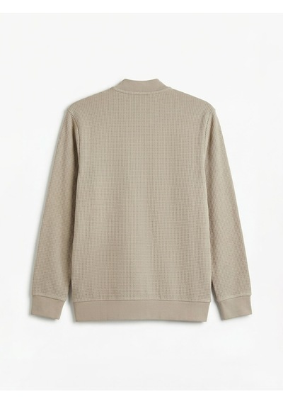 Lc Waikiki Lc Waıkıkı Bej Kolej Yaka Erkek Fermuarlı Sweatshirt