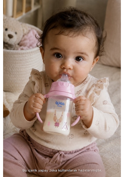 Wee Baby Klasik Kulplu PP Biberon 150 ML Pembe