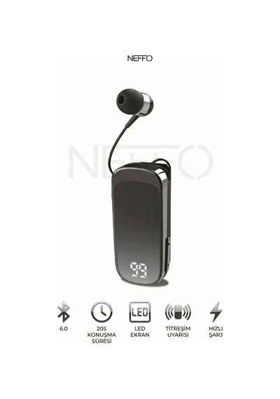 Makaralı Kulaklık Bluetooth 6.0 20 Saat Konuşma Dijital Ekran Titreşimli Hızlı Şarjlı