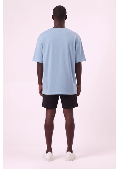 Lixa Air Jordan Orta Logo Mavi Oversize Erkek T-shirt 142735 SİYAH