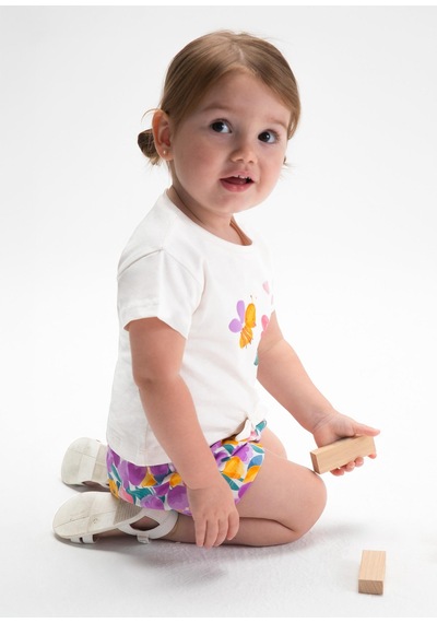 Mayoral Kız Bebek Penye Şort Takım 2 Tshirtlü Lila Lila