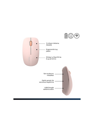 Philips SPK7418 Kablosuz Bluetooth 1600DPI 4 Tuşlu Optik Sessiz Mouse