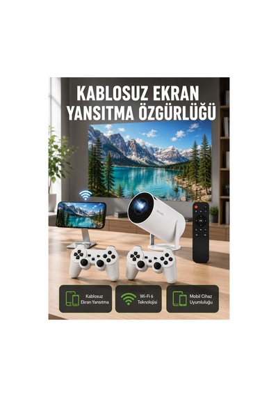 Taşınabilir Çok Fonksiyonlu Projeksiyon Oyun, Sunum, Netflix Ve Eğitim İçin Yeni Nesil Altın