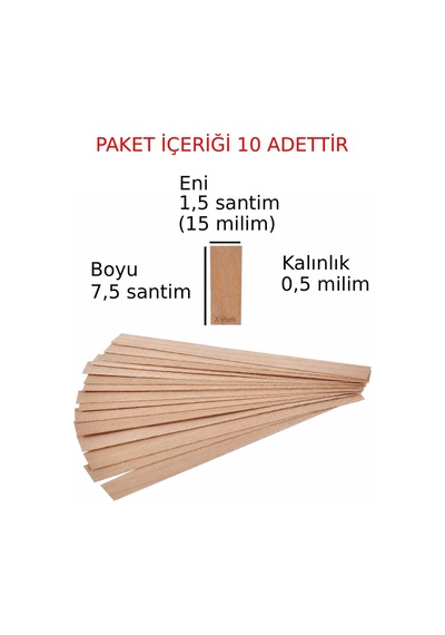 Ahşap Mum Fitili Mum Fitil Doğal Mum Fitil 10 Adet Boy 7,5 Santim En 15 Mm Çok Renkli