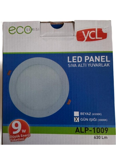 Yücel 9w Led Panel Eko Yuvarlak Günışığı 3000k